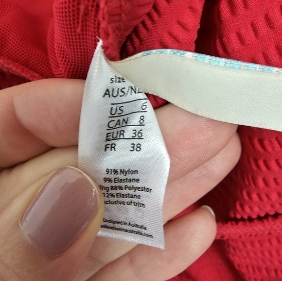 Nwt Sea Level Red Messina One Shoulder Wide Strap One-Piece Swimsuit In Size 6 - Picture 4 of 9